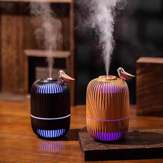 Cute Cool Mist Humidifier for Bedroom/Desk/Office, Small Personal Desktop Humidifier with 2 Mist Modes, 7 Color Lights with USB, Waterless Auto Shut-Off