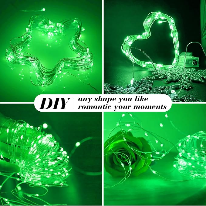 ZGWJ 12 Pack Fairy Lights Battery Operated, 7ft 20 Mini LED Fairy String Lights Silver Wire 3 Modes for DIY, Parties, Wedding, Bedroom, Halloween Christmas Decoration Green