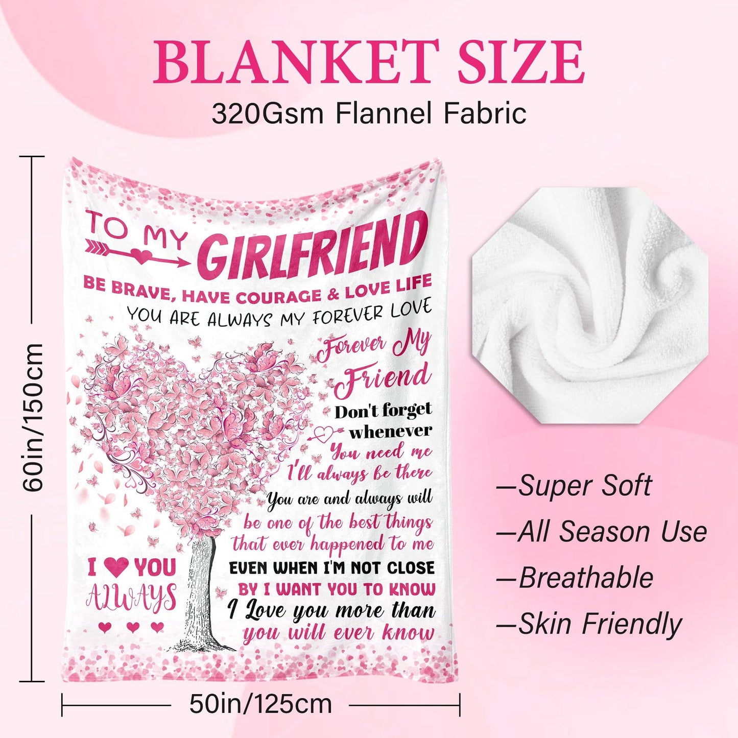 Gifts for Girlfriend - Anniversary Girlfriend Gifts for Women - Graduation & Mothers Day Birthday Gifts for Girlfriend - Romantic Love Present | Valentines Day Gift for Her - Throw Blanket 50"x60"
