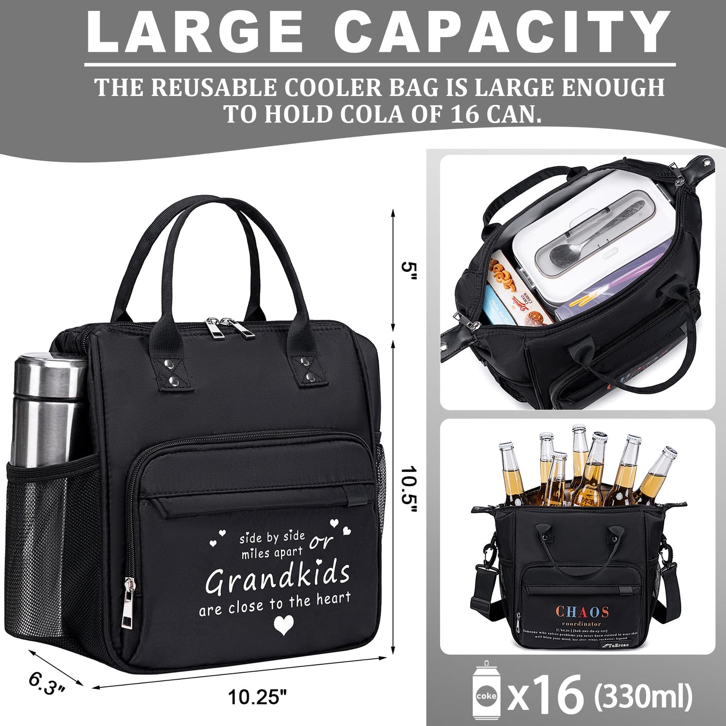 Lunch Box for Grandma Great Grandma Gifts Women Lunch Bag for Grandmother from Granddaughter, Grandson, Grandkids Christmas gifts for Nana GiGi New Grandmas Grandparents, Best Birthday Presents