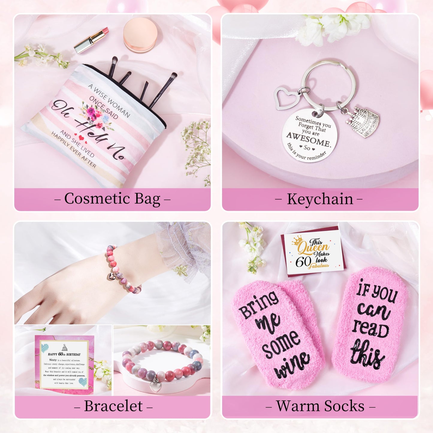 ShinnyWis 60th Birthday Gifts for Women,Happy 60th Birthday Gifts for Her Friends Mom Wife Sister Coworker,Tumblers Gifts Set for 60 Year Old Women,Funny 60 Birthday Gifts Ideas