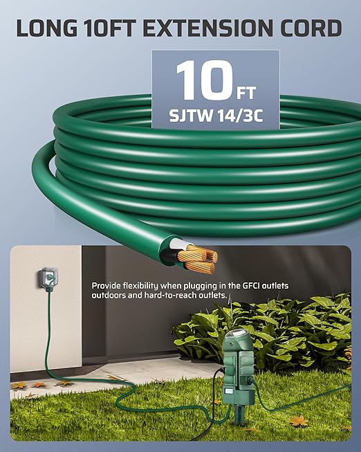 DEWENWILS Outdoor Power Strip Timer with Photocell, Weatherproof Countdown Light Control, 6 Outlets 10ft Cord Dusk to Dawn Outdoor Timer for Lights, Yard, 1875W/15A UL Listed