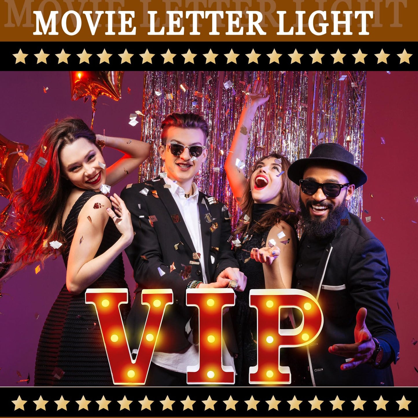 Aurelema VIP 6.3" Light up Letters Sign Party Decorations Battery Powered Marquee Lighted Sign LED Alphabet Letter Lights for Night Party Birthday Home Tabletop Decor Supplies"