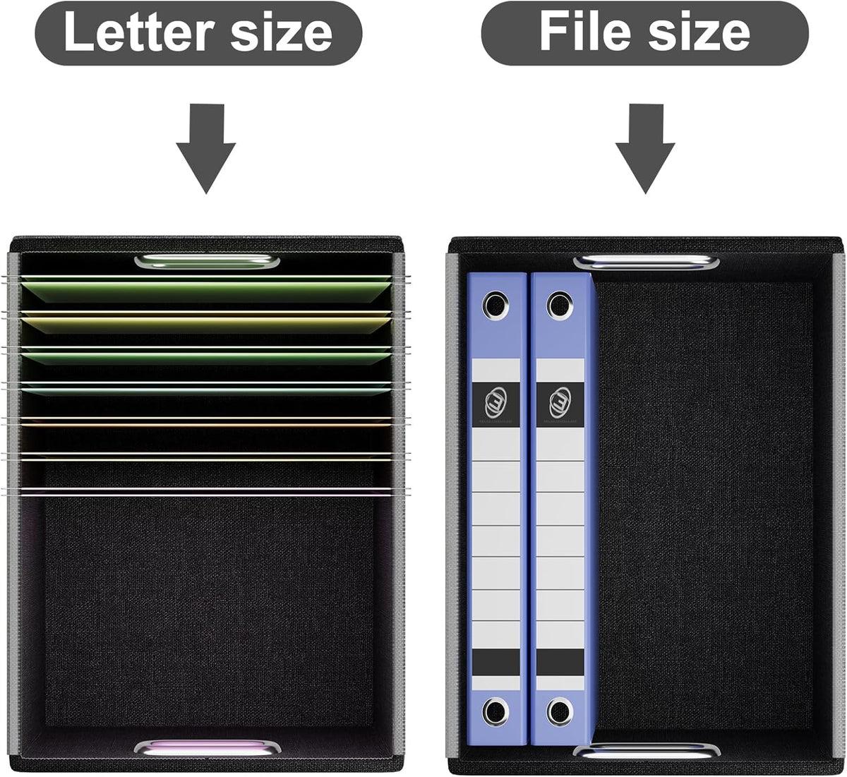 Huolewa File Organizer Box with Lid, Collapsible Faux Leather Hanging File Folder Box Organizer with Plastic Slides, Decorative Home/Office Filing System Boxes for File and Folders Storage