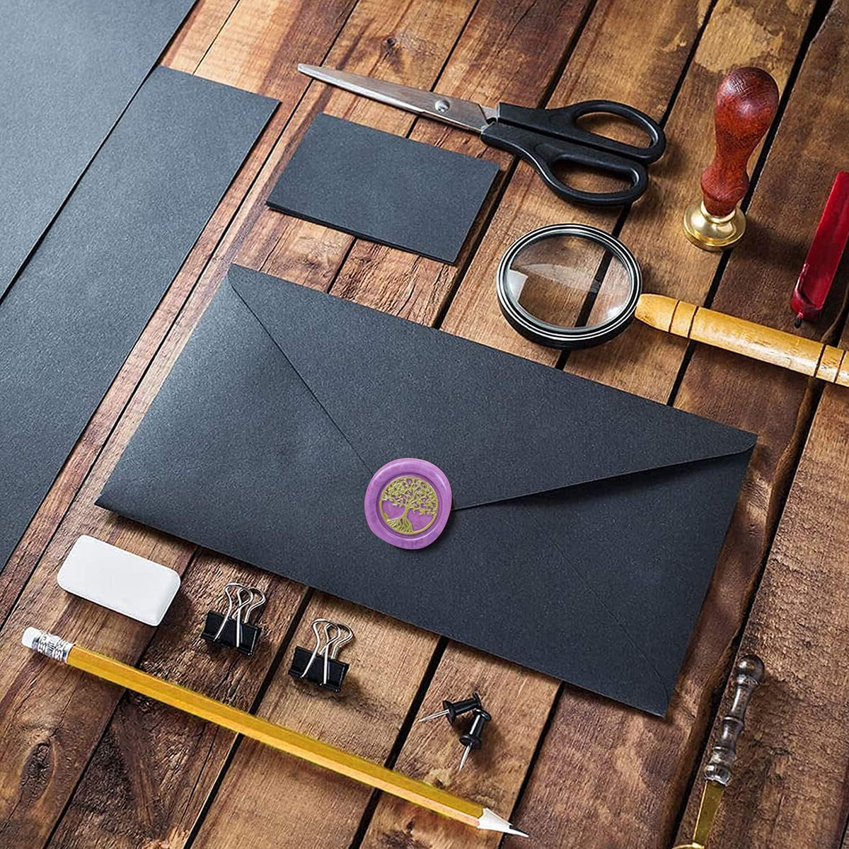 YIPLED Sealing Wax Kit - 728 Pcs With 24 Color Beads, 2 Pens, Warmer, Stamp Spoon and Candles for Gift & Envelope Sealing, Wedding Invitation