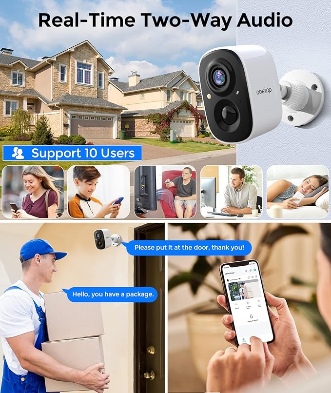 2K Wireless Security Cameras - Outdoor WiFi Security Cameras Color Night Vision, AI/PIR Detection, 2-Way Talk, Cloud/SD, Weatherproof, Battery Powered Outdoor Cameras (White2)