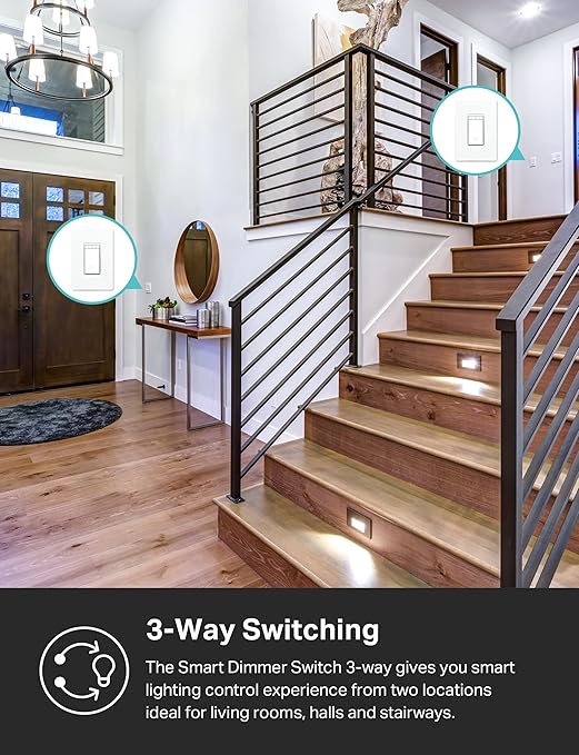 Kasa Smart 3 Way Dimmer Switch KIT, Dimmable Light Switch Compatible with Alexa, Google Assistant and SmartThings, Neutral Wire Needed, 2.4GHz, ETL Certified, No Hub Required, White (KS230 KIT v2)