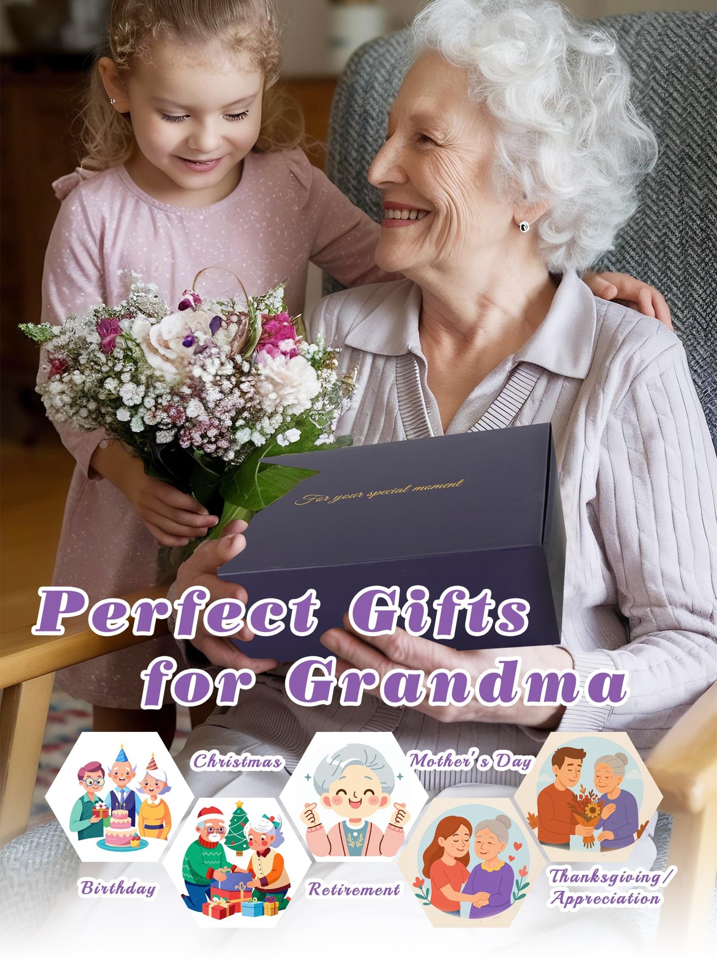 WinTaim Grandma Glass Clock Gift from Granddaughter or Grandson - Unique Grandmother Gift Ideas for Great Grandma Birthday, Christmas, Thanksgiving