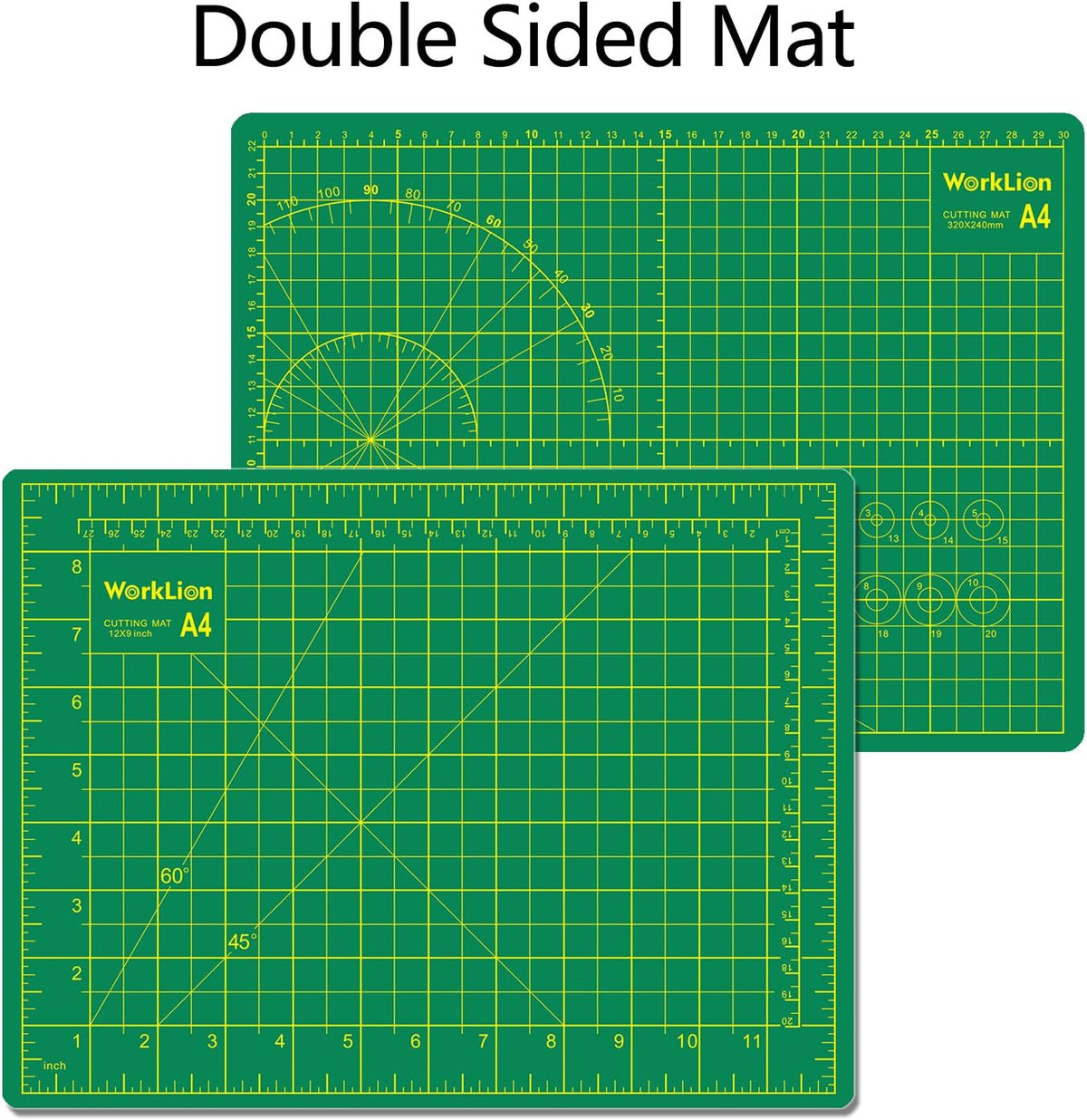 WORKLION Full 9" x 12" Art Self Healing PVC Cutting Mat, Double Sided, Gridded Rotary Cutting Board for Craft, Fabric, Quilting, Sewing, Scrapbooking Project (3 Pack)…