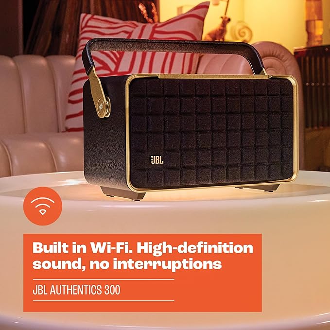 JBL Authentics 300 Portable Wireless Bluetooth Speaker (Black/Gold)