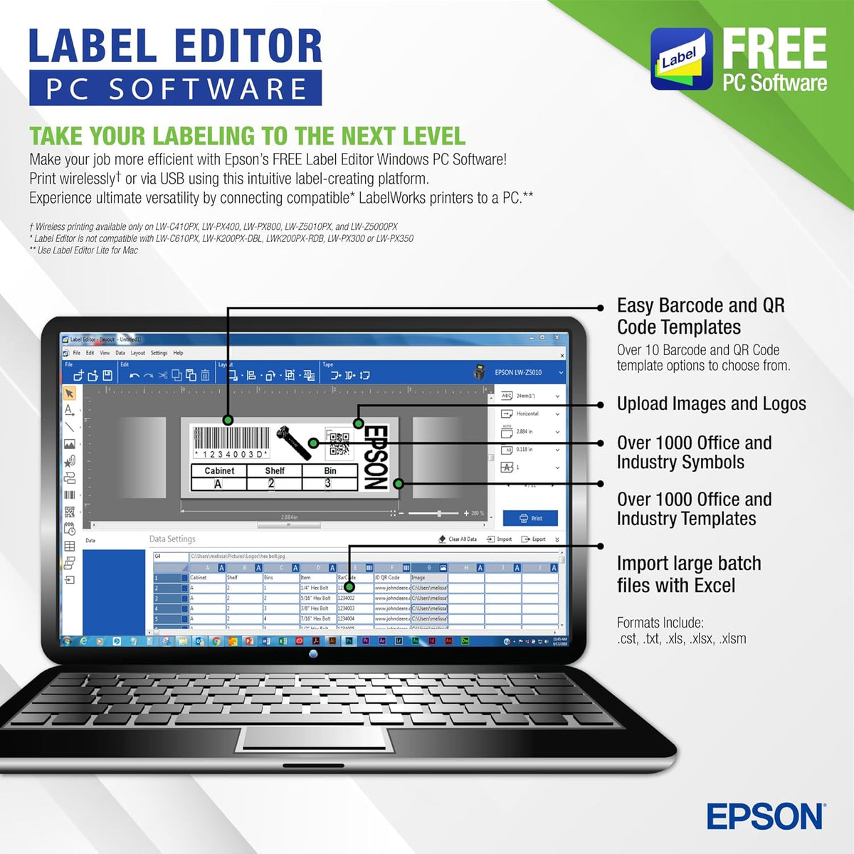 LABELWORKS Epson LW-PX900 Industrial Label Maker - Portable Handheld Label Printer Compatible with All Epson PX Tape Types