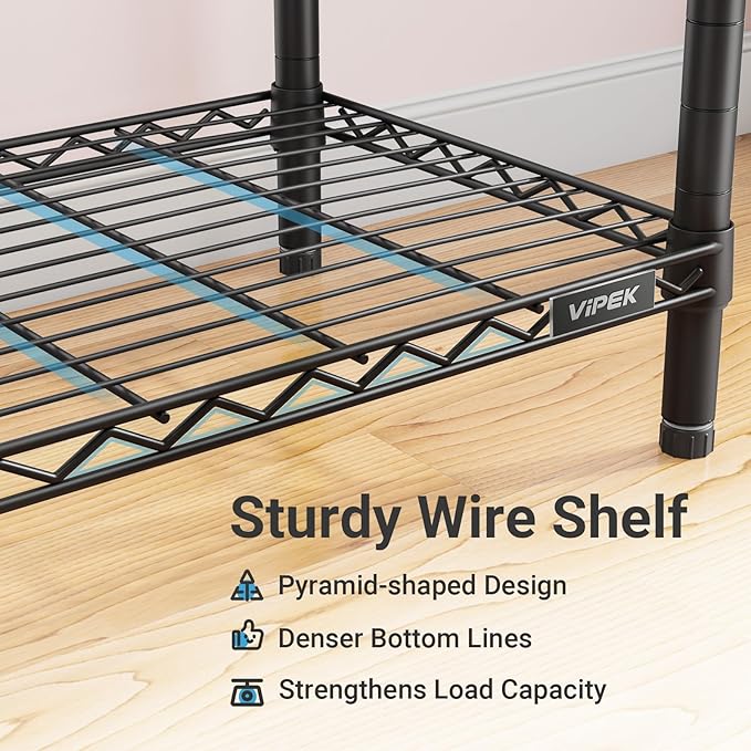 VIPEK V5C Portable Clothes Closet Wardrobe Bedroom Armoires Heavy Duty Covered Clothes Rack, Black Metal Clothing Rack with Grey Oxford Fabric Cover, Adjustable Custom Closet Rack 70.1"Lx17.3"Wx76.4"H