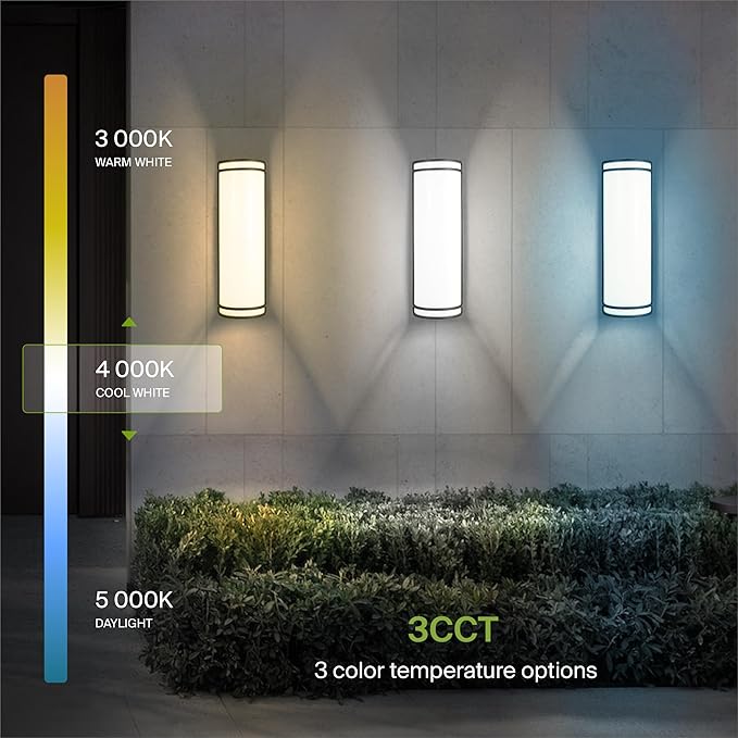 ASD 18 Inch LED Outdoor Sconce Lights - 20W 120-277V 3000K 4000K 5000K Bronze Exterior Lighting Fixtures, Dimmable Exterior Lights for House, Modern Patio Wall Light Fixture ETL, 2 Pack