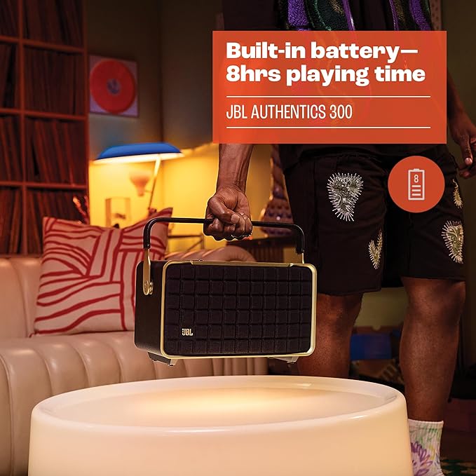 JBL Authentics 300 Portable Wireless Bluetooth Speaker (Black/Gold)