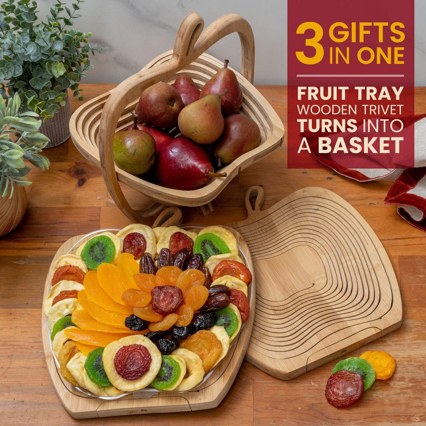 BONNIE AND POP - Dried Fruit Gift Basket - Healthy Gourmet Snack Box - Holiday Food Tray - Variety Snacks - Birthday, Sympathy, Mom, Dad, Corporate Tray - Bonnie & Pop