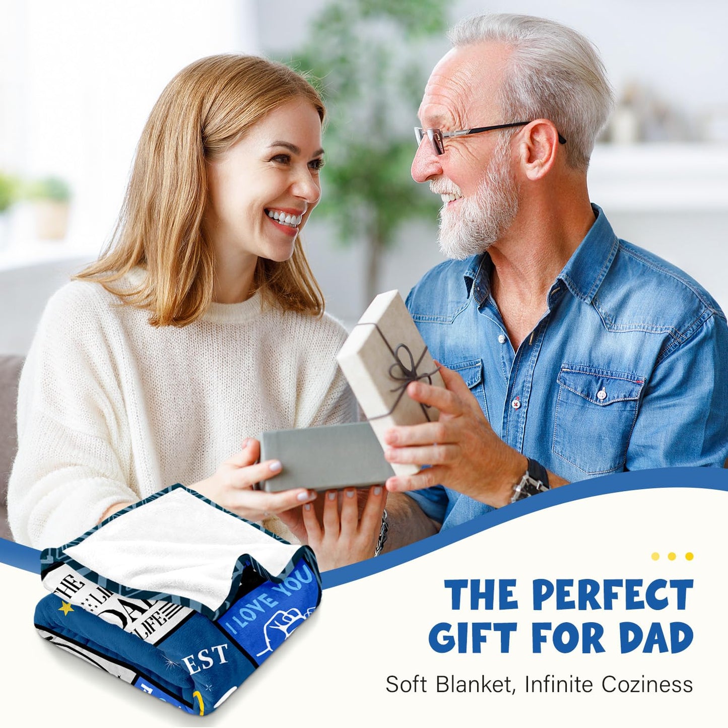 Fpoutiv Dads Birthday Gifts Ideas - Dads Gifts from Daughter Son - Christmas Valentines Fathers Day Birthday Presents for Dad - Presents for Father Who Wants Nothing - Best Dad Ever Blanket 50"x60"