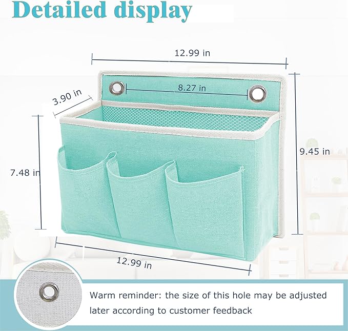 Wall Hanging Organizer Bag/Hanging Baskets with Large Mesh Compartment & 3 Pockets，Over the Door Organizer Space Saving Storage for Bedroom,RV Camper, Closet (Green -1 Pack)