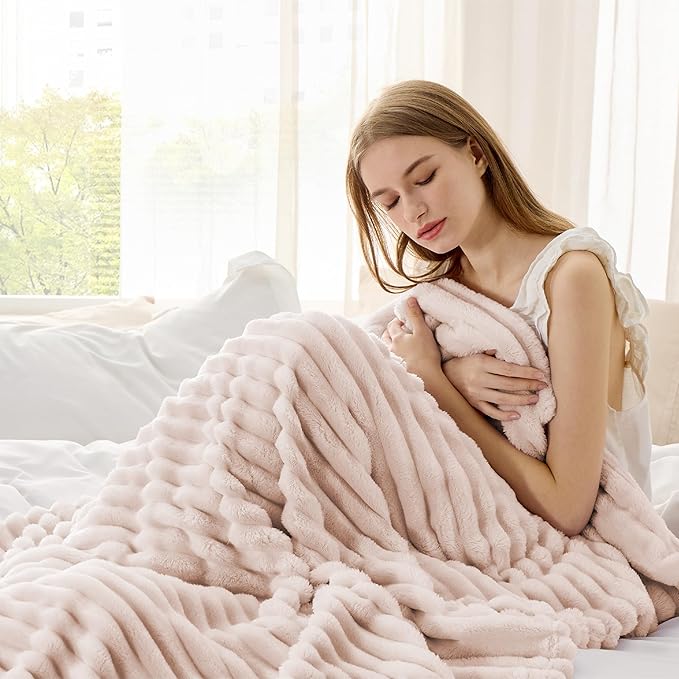 Bedsure GentleSoft Crystal Pink Fleece Blanket for Couch - Cozy Soft Blankets for Women, Cute Small Throws for Girls, 60x80 Inches