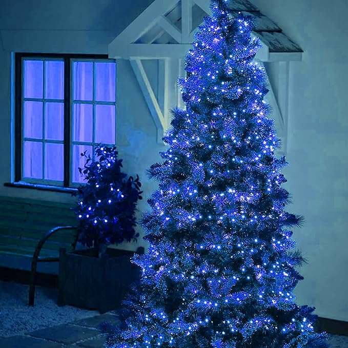 Dazzle Bright 132FT 400 LED Christmas Lights, Christmas String Lights Plug in with 8 Modes, Waterproof Christmas Decorations for Xmas Indoor Outdoor Party Home Tree Decor, Blue