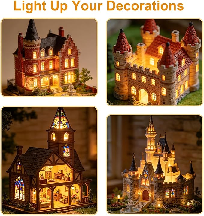 12 Pack Mini Lights, Warm White Mini LED Spotlight, Small LED Lights for Crafts, Small Display Light Battery Powered, Wireless Dollhouse Light, Miniature Spotlights for Displays, Party,Wedding