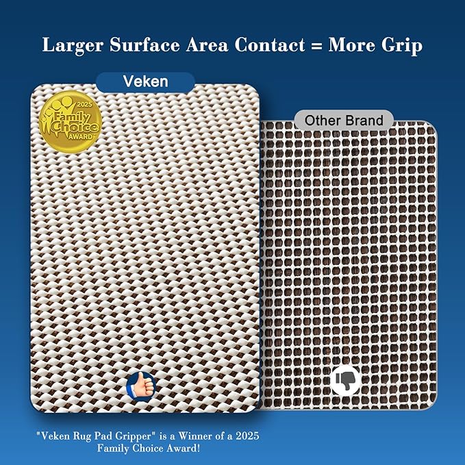 Veken Non Slip Rug Pad Gripper 8 x 10 Feet Extra Thick Pads for Any Hard Surface Floors, Keep Your Rugs Safe and in Place, Under Carpet Anti Skid Mat