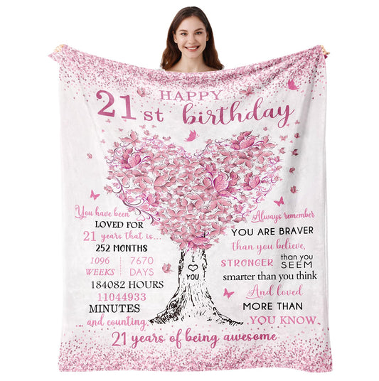 21st Birthday Gifts for Her, 21st Birthday Decorations, 21 Year Old Birthday Gifts for Her, Gifts for 21st Birthday Female, Best Gifts for 21 Year Old, 21st Birthday Gift Ideas Blanket 50"X60"