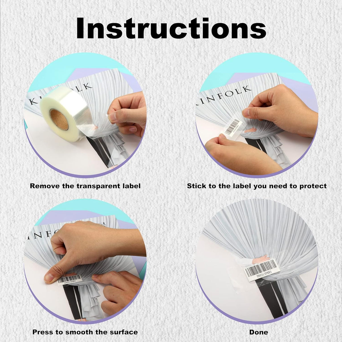 1200 PCS Clear Label Protector Self-Adhesive Waterproof Rectangle Label Protector Shields Transparent Envelope Seal Stickers 3.1 x 1.2 Inches