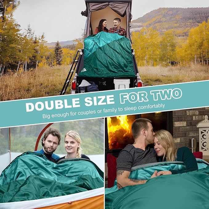 AGEMORE Sleeping Bag for Adults, Double and Single Size, Lightweight Portable Camping Sleeping Bag with Draft Tubes, Fit for Warm & Cold Weather Camping Hiking Backpacking Or Traveling