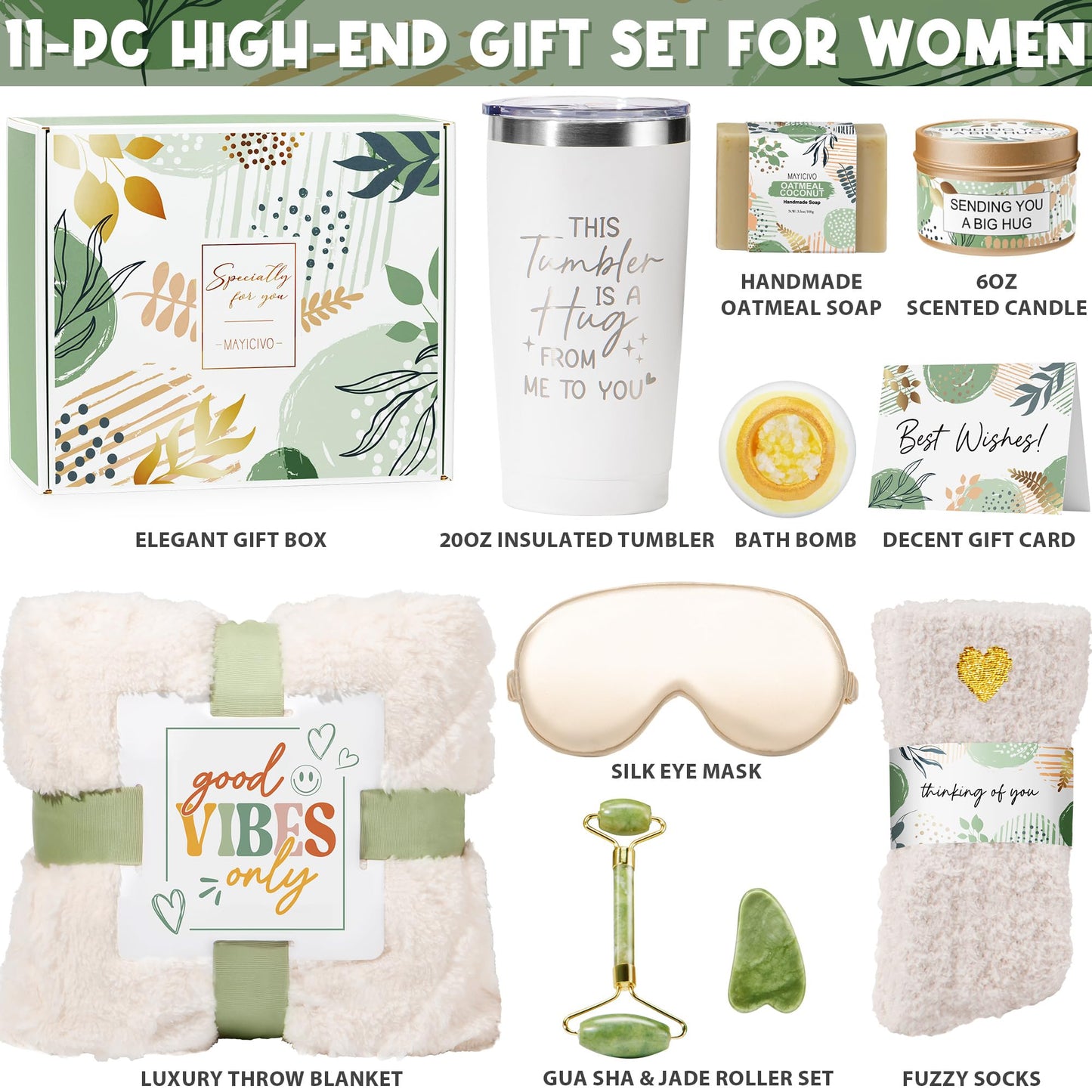 Self Care Gifts for Women Get Well Soon Gifts Basket, Birthday Gifts for Women Care Package Relaxing Spa Gifts Thinking of You Gifts w/ Blanket, Unique Mothers Day Gifts for Mom Her Friend Sister Wife