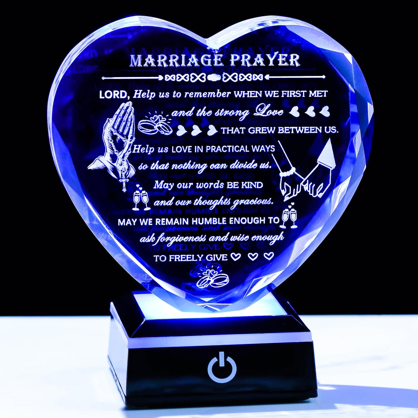 Arikyrist Wedding Gifts for Couples 2025 with Colorful LED Base Heart Happy Anniversary Marriage Prayer Gift with Inspiring Quotes Unique Newlywed Mr and Mrs Engagement Gift Bridal Shower Gifts