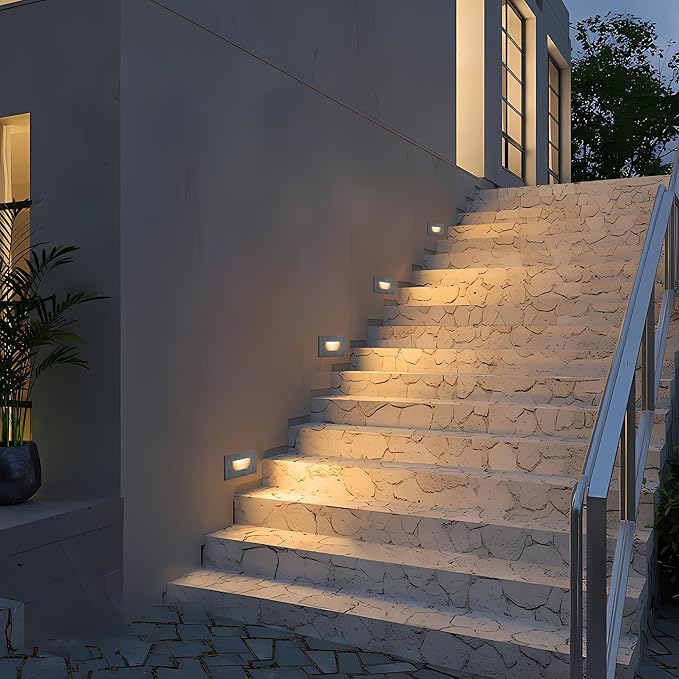FTL Stair Lights Indoor LED Step Lights Outdoor, 3CCT 12V Low Voltage Deck Step Light 3000K/4000K/5000K 3.5W 150LM, Horizantal Waterproof Black Aluminum Light for Steps, 4-Pack