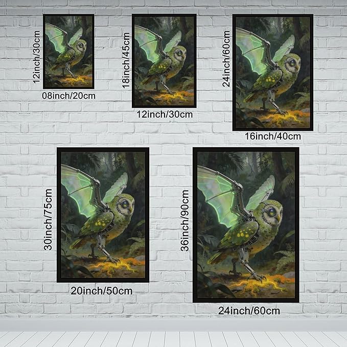 Framed Cyber Fantasy Wall Art for Living Room And Home Office Modern Sci Fi Nature Inspired Decor 16x24in