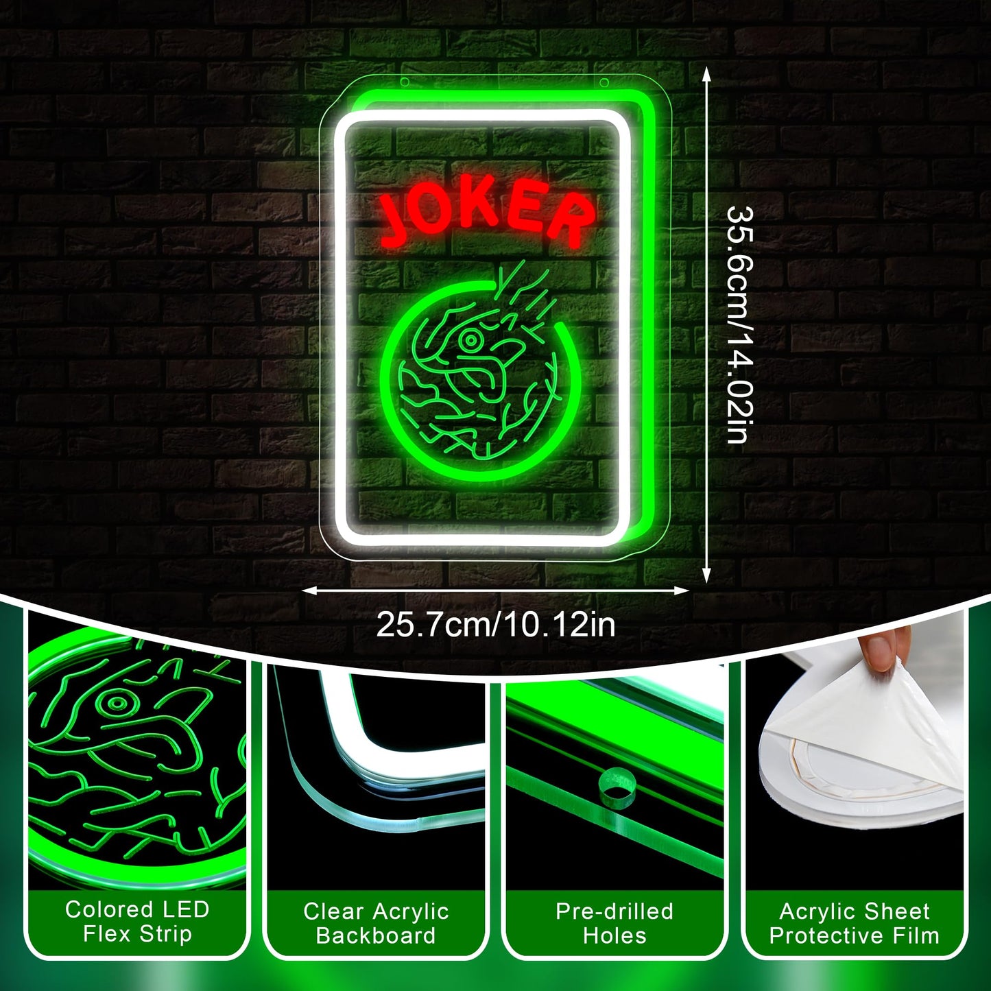 Mahjong Neon Sign for Wall Decor - Game Neon Acrylic USB Powered LED Wall Art Decor, Light Up Sign Dimmable, for Man Cave Bar Club Mahjong Party Casino Room 14.02" x 10.12"""