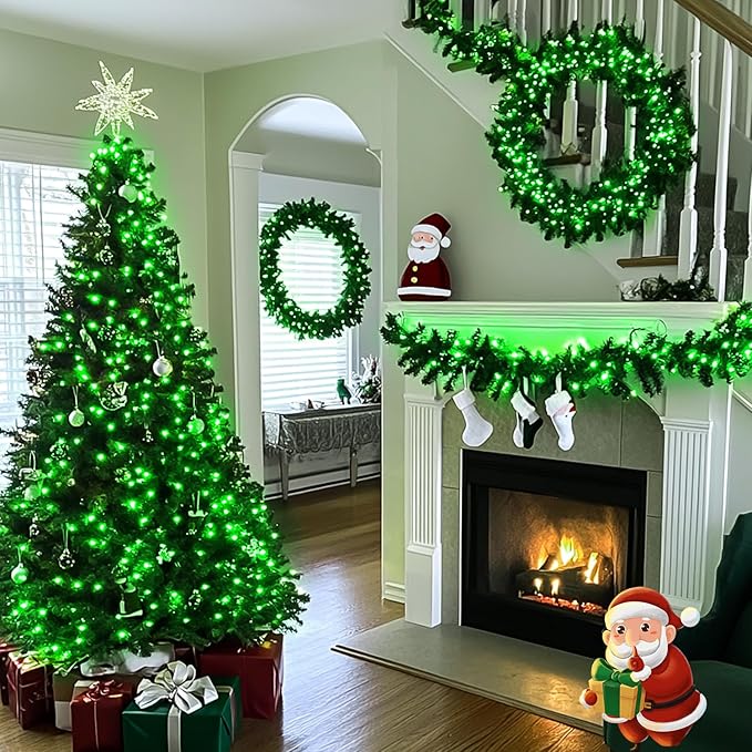 JMEXSUSS 250 LED Green String Lights - 91.5ft Christmas Lights Outdoor Waterproof, 8 Lighting Modes, Connectable Christmas Tree Light for Yard Patio Party Halloween Christmas Decorations