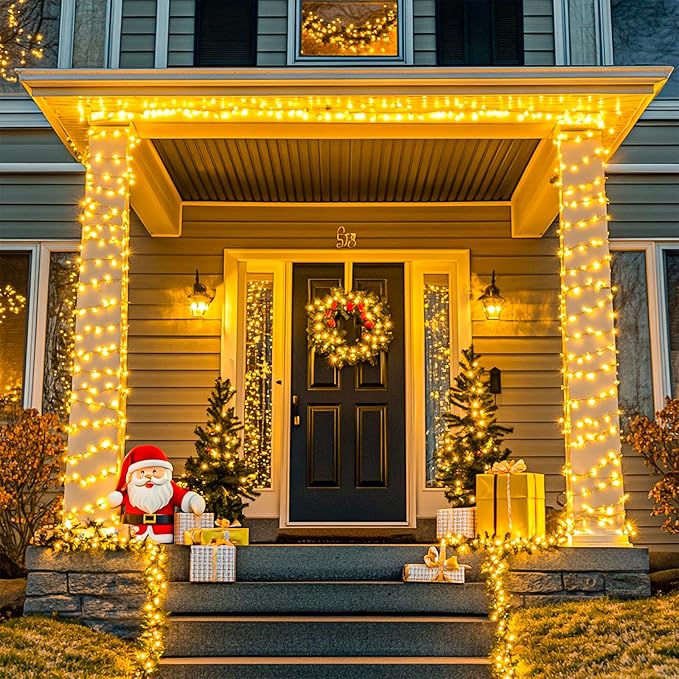 JMEXSUSS 1000 LED Warm White Christmas String Lights with Remote, 8 Modes Plug-in for Indoor Outdoor Bedroom Garden Yards Thanksgiving Party Holiday Wedding Decor