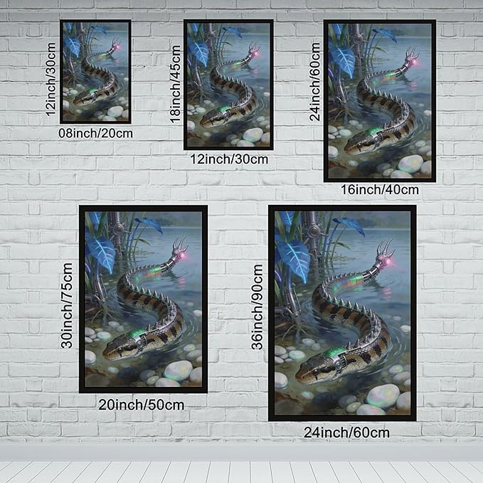 Framed Futuristic Nature Wall Art for Modern Living Room Creative Sci Fi Style Interior Decor 20x30in