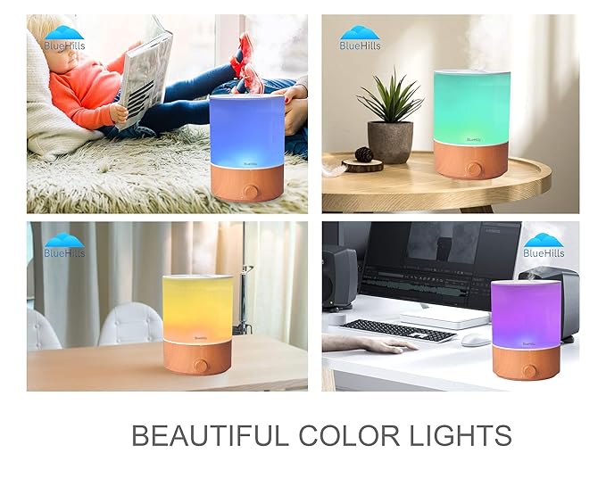 BlueHills Premium Set of Two Large 2500 ML and 4000 ML XL Essential Oil Diffusers Humidifier Combo for Large Room Home with Décor Cover LED Lights Great Gift – Value Pack of Wood Grain.