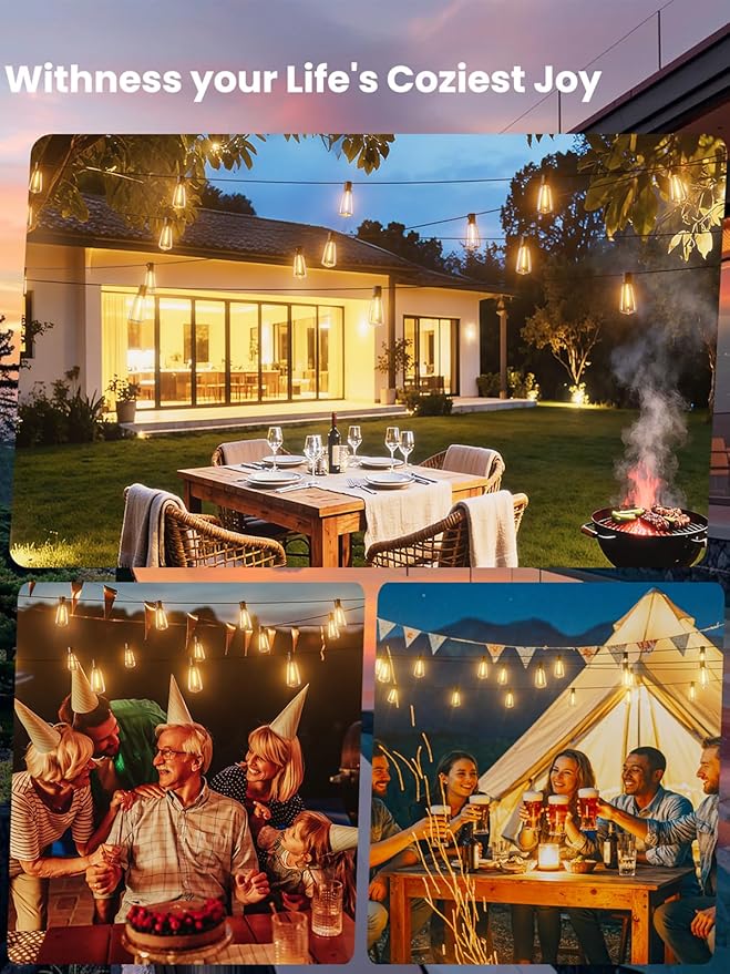 Svater Outdoor String Lights 300 FT, LED Patio Lights Outside with 156 Shatterproof G40 Bulbs, Dimmable Hanging Globe Lighting for Bistro Backyard Cafe Market Porch