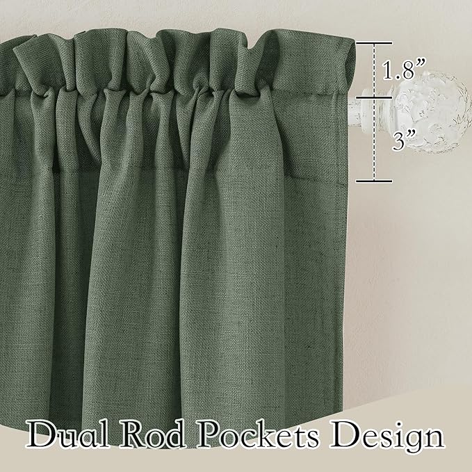 RYB HOME Green Linen Curtains 84 inches Long for Living Room Kids Room, Light Filtering Privacy Protection Home Decor 2 Panels Set for Sliding Glass Door, W 52 x L 84 inches, Hunter Green