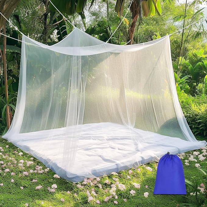Mosquito Net for Bed, Large White Bed Canopy for Girls, Hanging Bed Net, Ideal for Bedroom Decorative, Travel with Storage Bag (Camping Mosquito Net) SL0028