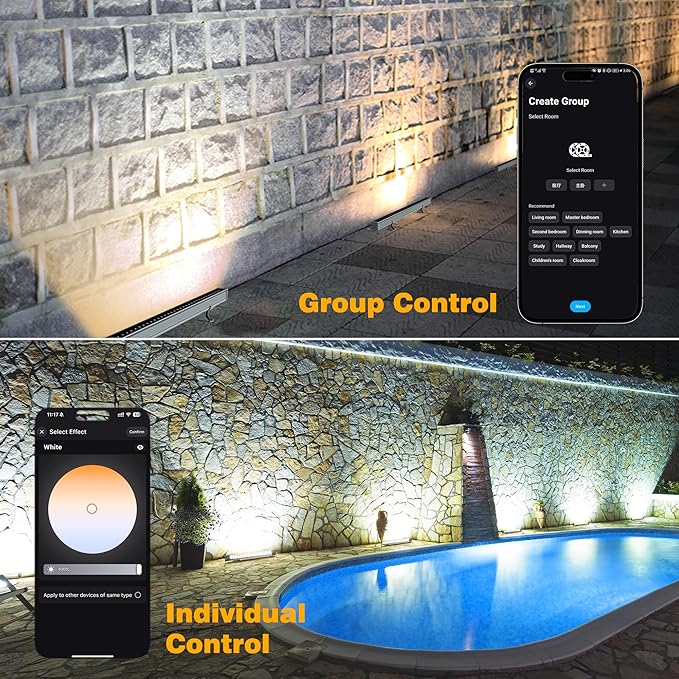 LED Wall Washer Light Bar, Tunable White 2700K-6500K, Smart WiFi App and RF Remote, Smooth Dimming, 8 Modes, Linkable 20in IP65, AC120V Plug-in for Porch Patio Sign