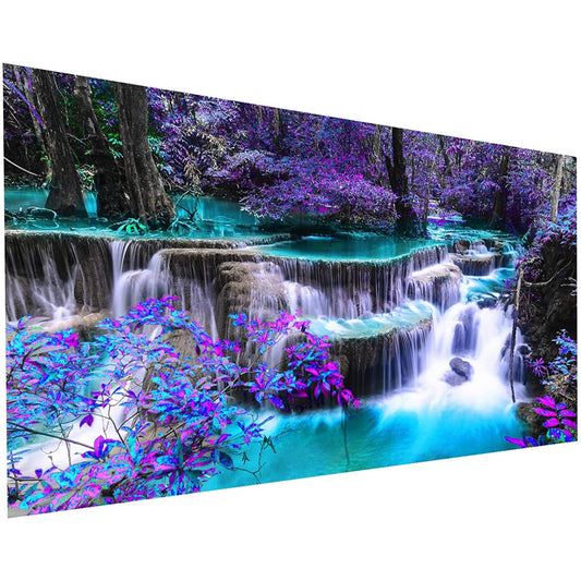 YALKIN Paint by Number for Adults Beginners,DIY Large Size (35.5 x 15.7 inch) Waterfall Paint by Numbers Arts and Crafts Paintwork with Paintbrushes Canvas Oil Painting for Home Decor,Gift