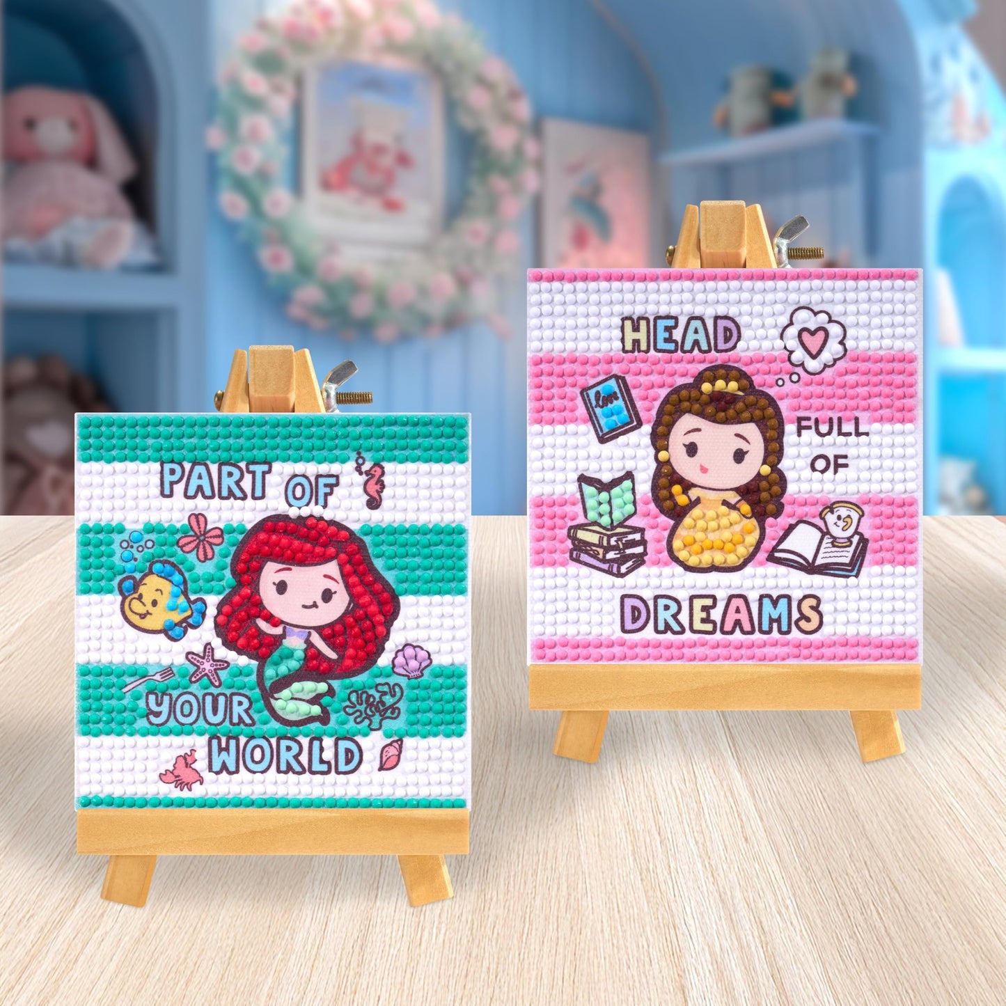 DIAMOND ART CLUB Mini Easels – Head Full of Dreams, Diamond Painting Kit, Fun DIY Crafts for Adults, Diamond Art Canvas for Beginners, 3.9" x 3.9"""