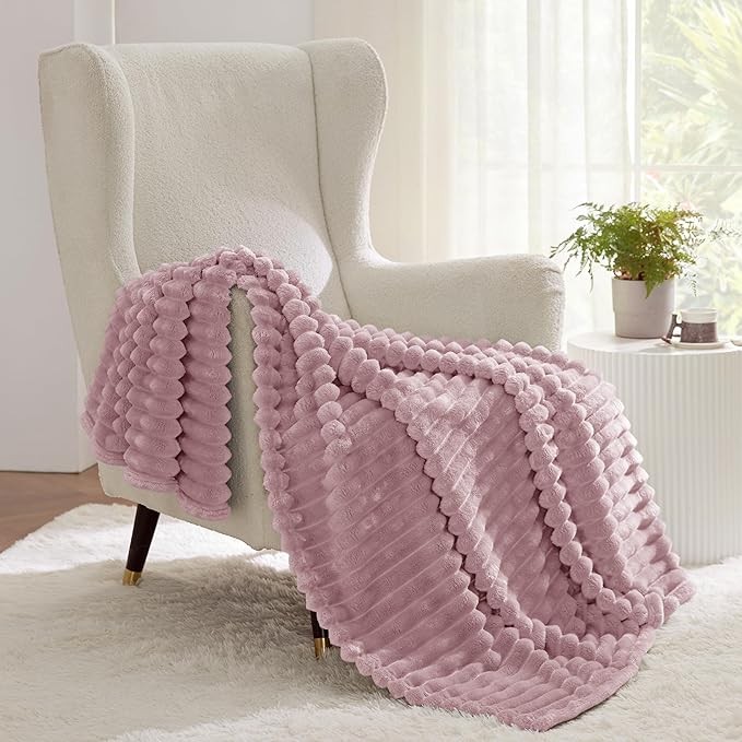 Bedsure GentleSoft Pink Fleece Blanket for Couch - Cozy Soft Blankets for Women, Cute Small Throws for Girls, Pink Decor Gifts for Home Room Office, 50x60 Inches