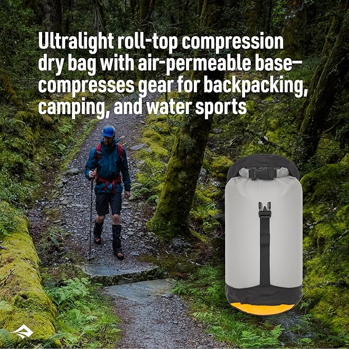 Sea to Summit eVac Ultra-Lightweight Compression Dry Bag, Waterproof Dry Storage, 8 Liter, Highrise Grey