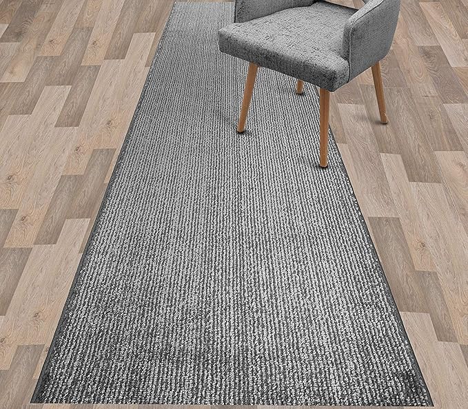 Custom Length Cut to Size Wide Width Carpet Runner Rug for Hallways, Skid Resistant Latex Rubber Backed, 31 inch Wide X Customized Length, Stripe Grey, 31 inch X 26 feet