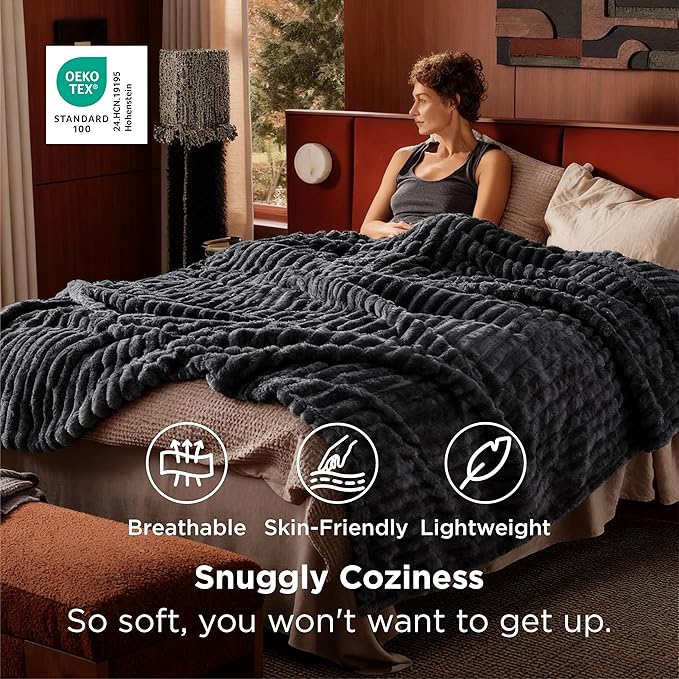 Bedsure GentleSoft Grey California King Size Blanket for Bed - Cozy Soft Blankets for Women, Cute Large Throws for Girls, 102x96 Inches
