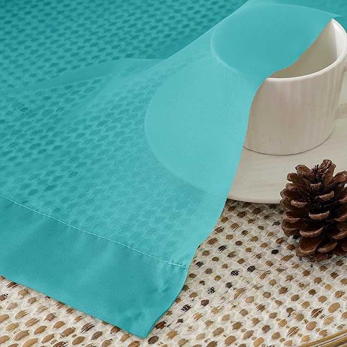 Aiyufeng Turquoise Sheer Curtains 84 Inches Long 2 Panels Set, Light Filtering Soft Airy Voile Rod Pocket Turquoise Sheer Window Drapes for Bedroom Living Room, Each 40Wx84L Inches