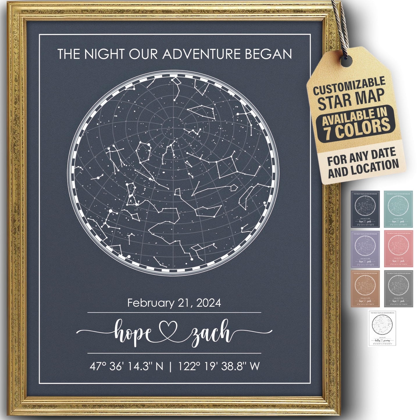 Custom Star Map for Specific Date Art Print | Personalized Star Map | Night Sky Constellation | Anniversary Gifts for Men | Unique Gift for Father's Day, Weddings, Girlfriends, Boyfriends