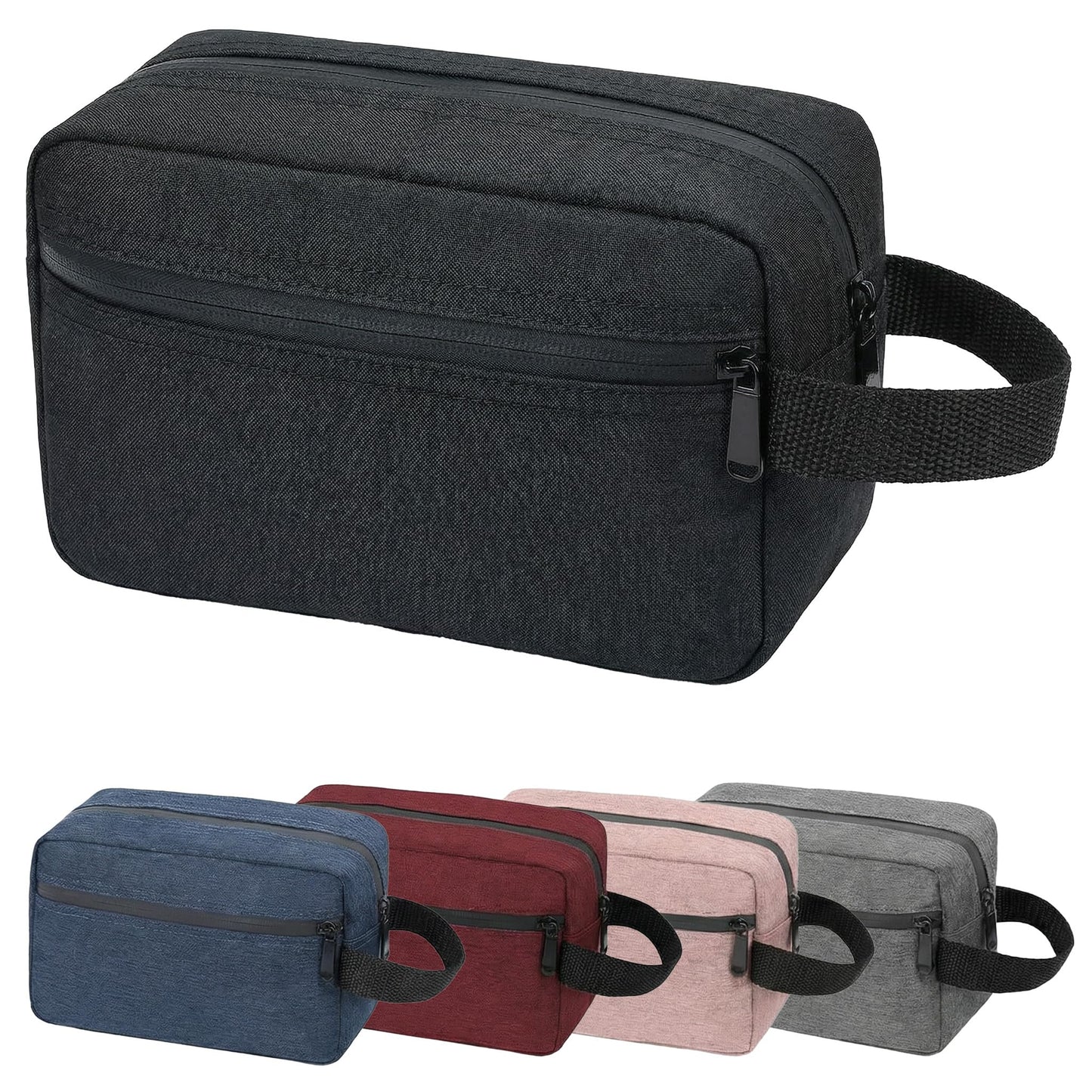 DSYSC Travel Toiletry Bag for Women Men, Small Makeup Bag, Water-Resistant Cosmetic Bag, Cosmetic Pouch, Traveling Dopp Kit, Travel Essentials Accessories (Black)